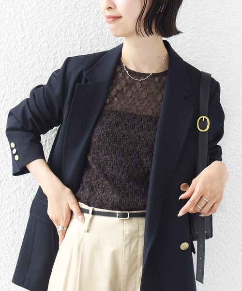 SHIPS(シップス)の「〈手洗い可能〉ストレッチ フラワー レース TEE(Tシャツ/カットソー・レディース・オフホワイト/ブラック/ブラウン/ライトグレー・ONE SIZE)」の4枚目の写真