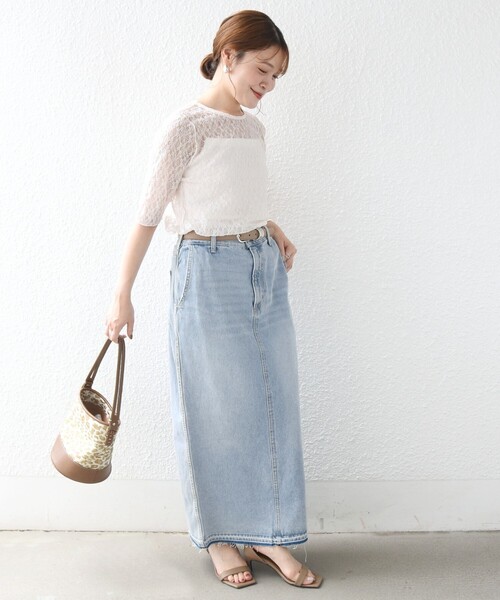 SHIPS(シップス)の「〈手洗い可能〉ストレッチ フラワー レース TEE(Tシャツ/カットソー・レディース・オフホワイト/ブラック/ブラウン/ライトグレー・ONE SIZE)」の6枚目の写真