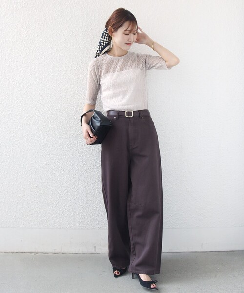 SHIPS(シップス)の「〈手洗い可能〉ストレッチ フラワー レース TEE(Tシャツ/カットソー・レディース・オフホワイト/ブラック/ブラウン/ライトグレー・ONE SIZE)」の12枚目の写真