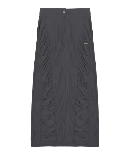 NICK&NICOLE（ニックアンドニコール）の「SHIRRING PANEL LONG SKIRT_CHARCOAL（スカート・レディース・その他・FREE）」の4枚目の写真