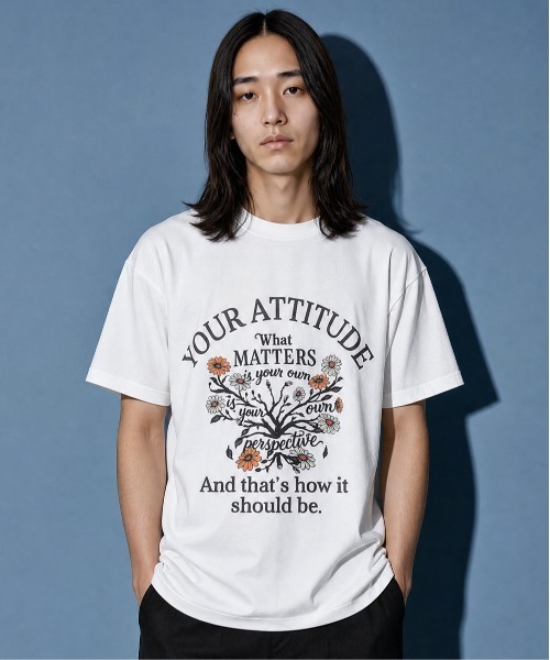 rehacer(レアセル)の「rehacer TEE : Attitude TEE / アティテュード T-shirt(Tシャツ/カットソー・メンズ・スミクロ/ホワイト・SMALL/MEDIUM/LARGE/X-LARGE)」の1枚目の写真