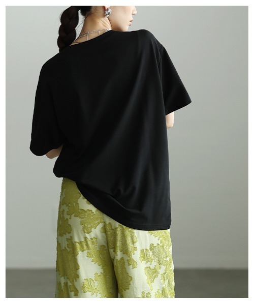 Sawa a la mode(サワアラモード)の「レース柄フロッキープリントTシャツ(Tシャツ/カットソー・レディース・ブラック/オフホワイト・FREE)」の19枚目の写真