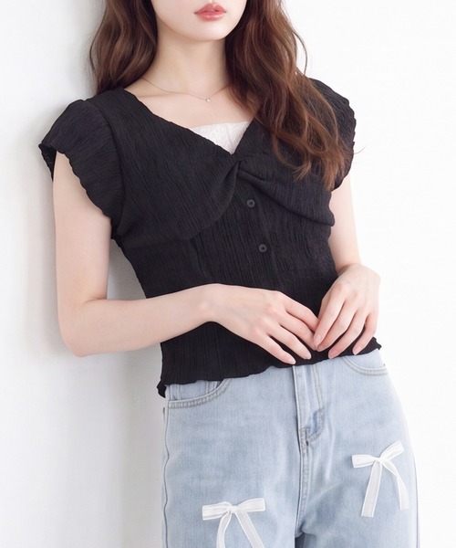 ASTORIA ODIER(アストリアオディール)の「ねじりデザインジャガードカットソー(Tシャツ/カットソー・レディース・ブラック/アイボリー・MEDIUM)」の2枚目の写真
