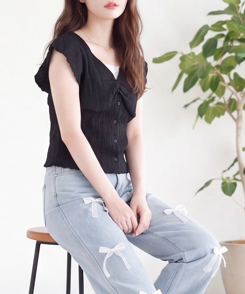 ASTORIA ODIER(アストリアオディール)の「ねじりデザインジャガードカットソー(Tシャツ/カットソー・レディース・ブラック/アイボリー・MEDIUM)」の9枚目の写真