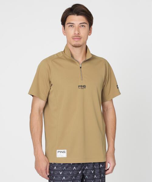 PING(ピン)の「【PING APPAREL】オクタピンメッシュ半袖ハーフジップハイネックシャツ <GOLD> (MENS)(シャツ/ブラウス・メンズ・ホワイト/ベージュ/ネイビー・L/LL1/S/M/LL)」の1枚目の写真