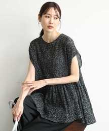 MK MICHEL KLEIN（エムケーミッシェルクラン）の「[洗える]花柄フレアーチュニックブラウス（シャツ/ブラウス）」