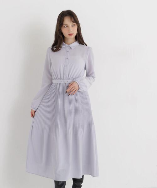 NATURAL BEAUTY BASIC(ナチュラルビューティーベーシック)の「リボンタイプリーツワンピース(ワンピース・レディース・ネイビー/グレー・MEDIUM/SMALL)」の8枚目の写真