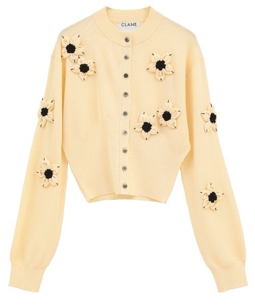 CLANE(クラネ)の「CLANE/クラネ/FLOWER MOTIF KNIT(カーディガン/ボレロ・レディース・イエロー/ブラウン系その他5/ブラック・1)」の3枚目の写真