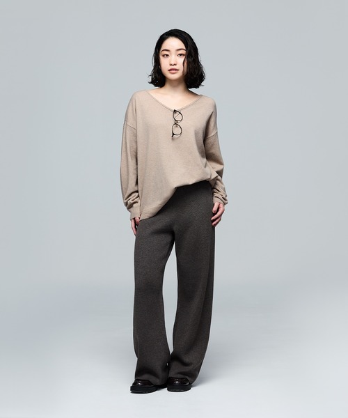 coca(coca)(コカ)の「\保温・洗濯OK!/リッチニットVネックプルオーバー(ニット/セーター・レディース・グレー/ベージュ/ブラック・S/M/L)」の4枚目の写真