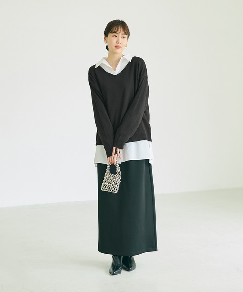 coca(coca)(コカ)の「\保温・洗濯OK!/リッチニットVネックプルオーバー(ニット/セーター・レディース・グレー/ベージュ/ブラック・S/M/L)」の9枚目の写真