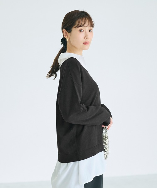 coca(coca)(コカ)の「\保温・洗濯OK!/リッチニットVネックプルオーバー(ニット/セーター・レディース・グレー/ベージュ/ブラック・S/M/L)」の10枚目の写真