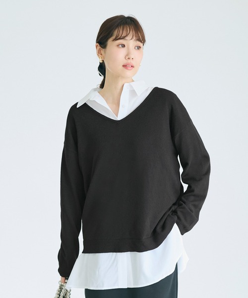 coca(coca)(コカ)の「\保温・洗濯OK!/リッチニットVネックプルオーバー(ニット/セーター・レディース・グレー/ベージュ/ブラック・S/M/L)」の11枚目の写真