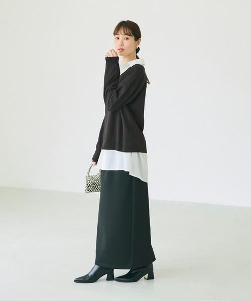 coca(coca)(コカ)の「\保温・洗濯OK!/リッチニットVネックプルオーバー(ニット/セーター・レディース・グレー/ベージュ/ブラック・S/M/L)」の13枚目の写真