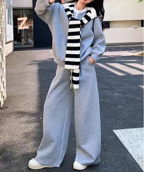 NEW GENTLEMAN（ニュージェントルマン）の「【2点SET】クリーミーハグ セットアップ ヘンリートレーナー＆パンツ（スウェット・レディース・グレー/ネイビー/ブラック・M/L/XL）」の20枚目の写真
