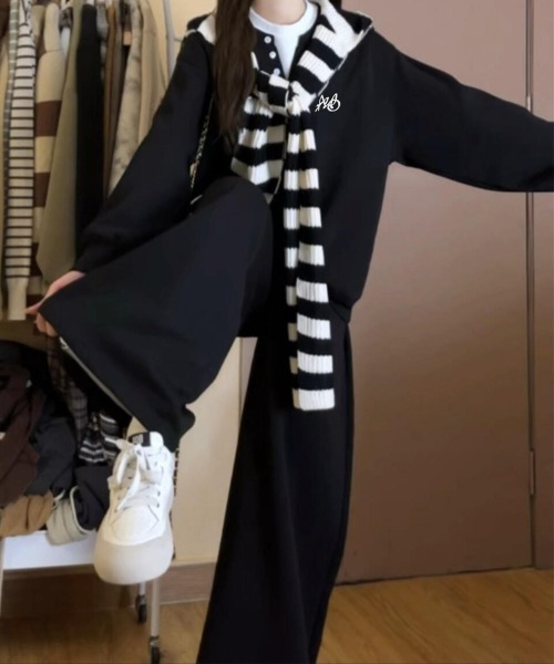 NEW GENTLEMAN（ニュージェントルマン）の「【2点SET】クリーミーハグ セットアップ ヘンリートレーナー＆パンツ（スウェット・レディース・グレー/ネイビー/ブラック・M/L/XL）」の10枚目の写真