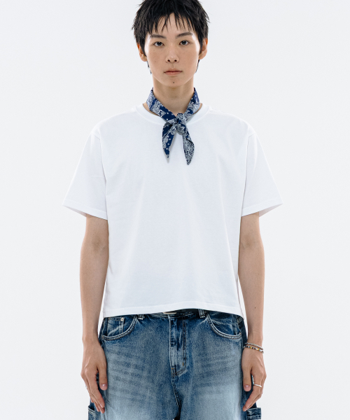 BASEMOMENT(ベースモーメント)の「バイオコットンクロップTシャツホワイト(Tシャツ/カットソー・メンズ・その他・MEDIUM/X-LARGE/LARGE)」の1枚目の写真