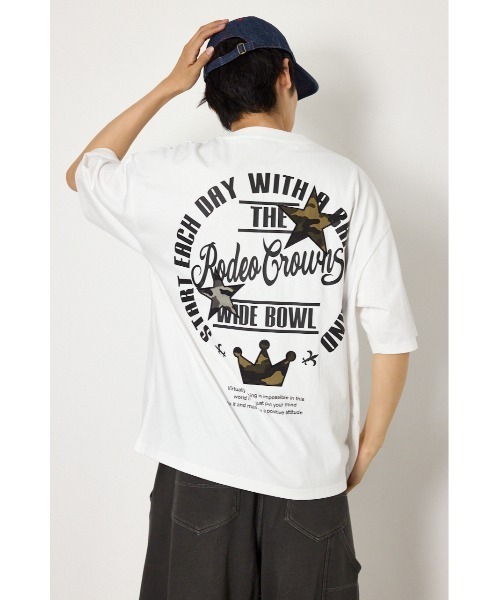 RODEO CROWNS WIDE BOWL（ロデオクラウンズワイドボウル）の「カモフラアップリケTシャツ（Tシャツ/カットソー・メンズ・レッド/ブラック/オフホワイト・LARGE/MEDIUM）」の4枚目の写真