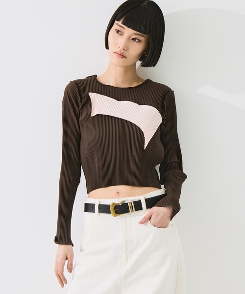 kotohayokozawa(コトハヨコザワ)の「【kotohayokozawa/コトハヨコザワ】todo TINY WAVE TOP *LONG SLEEVE/todoタイニーウェーブトップロングスリーブ(Tシャツ/カットソー・レディース・ブラウン/ブラック/ピンク・FREE)」の3枚目の写真