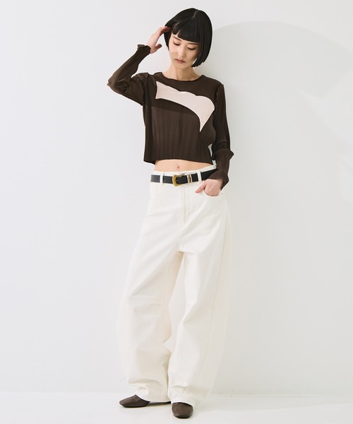 kotohayokozawa(コトハヨコザワ)の「【kotohayokozawa/コトハヨコザワ】todo TINY WAVE TOP *LONG SLEEVE/todoタイニーウェーブトップロングスリーブ(Tシャツ/カットソー・レディース・ブラウン/ブラック/ピンク・FREE)」の10枚目の写真
