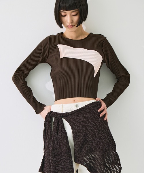 kotohayokozawa(コトハヨコザワ)の「【kotohayokozawa/コトハヨコザワ】todo TINY WAVE TOP *LONG SLEEVE/todoタイニーウェーブトップロングスリーブ(Tシャツ/カットソー・レディース・ブラウン/ブラック/ピンク・FREE)」の11枚目の写真