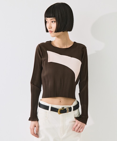 kotohayokozawa(コトハヨコザワ)の「【kotohayokozawa/コトハヨコザワ】todo TINY WAVE TOP *LONG SLEEVE/todoタイニーウェーブトップロングスリーブ(Tシャツ/カットソー・レディース・ブラウン/ブラック/ピンク・FREE)」の12枚目の写真