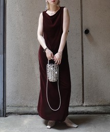 Ameri（アメリ）の「DRAPE CURVE VELOUR DRESS（ドレス）」