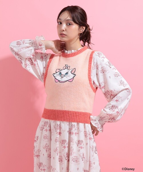 mmts（マミタス）の「おしゃれキャット / ベスト（ニット/セーター・レディース・サックスブルー/ピンク/ベージュ・MEDIUM/SMALL）」の10枚目の写真