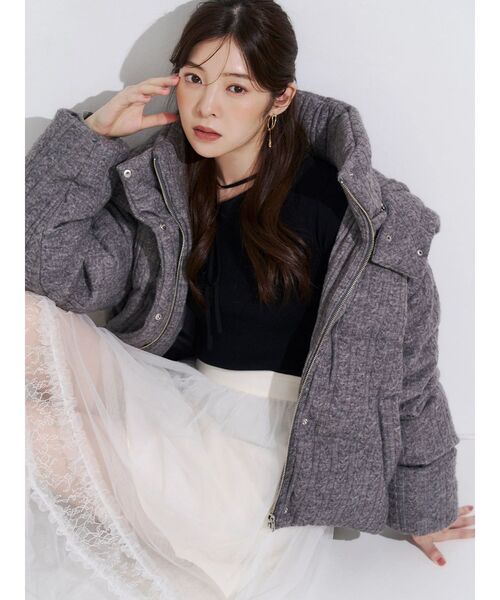 MERCURYDUO(マーキュリーデュオ)の「2WAYフード付きアライドショートニットダウン(ダウンジャケット/コート・レディース・グレー/アイボリー/ライトブルー/ブラック/ベージュ・FREE)」の3枚目の写真