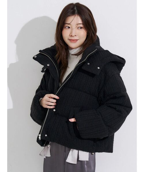 MERCURYDUO(マーキュリーデュオ)の「2WAYフード付きアライドショートニットダウン(ダウンジャケット/コート・レディース・グレー/アイボリー/ライトブルー/ブラック/ベージュ・FREE)」の2枚目の写真
