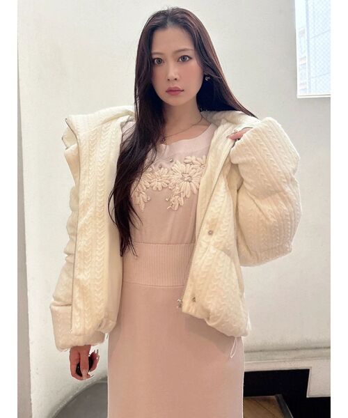MERCURYDUO(マーキュリーデュオ)の「2WAYフード付きアライドショートニットダウン(ダウンジャケット/コート・レディース・グレー/アイボリー/ライトブルー/ブラック/ベージュ・FREE)」の9枚目の写真
