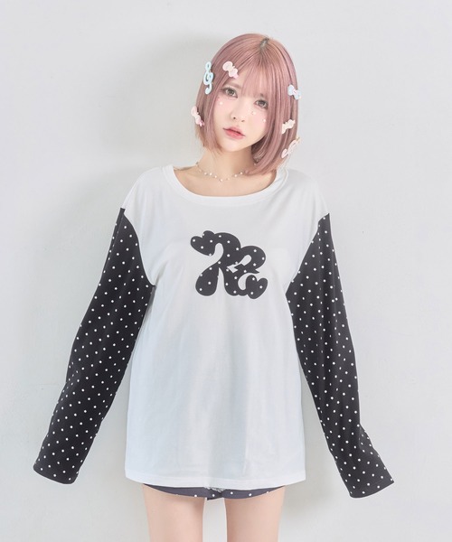 rumnel:(ルムネル)の「ルムネルロゴ星柄ロンT / rumnel: Logo Star Long Sleeve Tee(Tシャツ/カットソー・レディース・ホワイト系その他/ピンク系その他・FREE)」の1枚目の写真