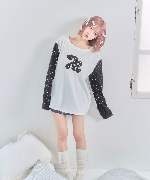 rumnel:(ルムネル)の「ルムネルロゴ星柄ロンT / rumnel: Logo Star Long Sleeve Tee(Tシャツ/カットソー・レディース・ホワイト系その他/ピンク系その他・FREE)」の3枚目の写真