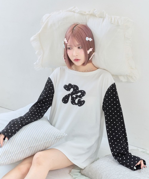 rumnel:(ルムネル)の「ルムネルロゴ星柄ロンT / rumnel: Logo Star Long Sleeve Tee(Tシャツ/カットソー・レディース・ホワイト系その他/ピンク系その他・FREE)」の4枚目の写真