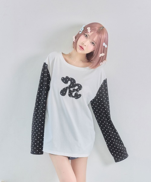 rumnel:(ルムネル)の「ルムネルロゴ星柄ロンT / rumnel: Logo Star Long Sleeve Tee(Tシャツ/カットソー・レディース・ホワイト系その他/ピンク系その他・FREE)」の5枚目の写真