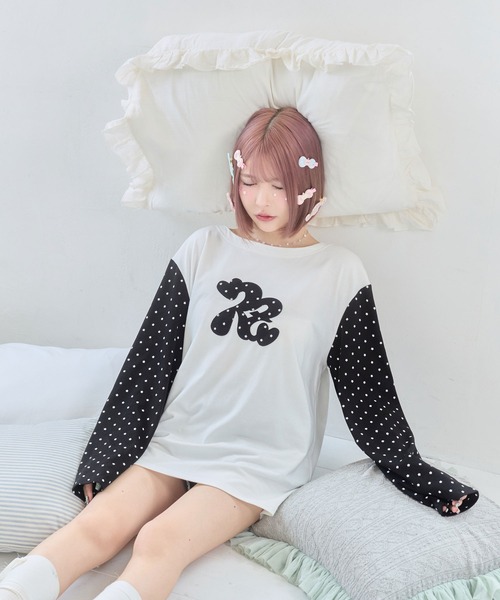 rumnel:(ルムネル)の「ルムネルロゴ星柄ロンT / rumnel: Logo Star Long Sleeve Tee(Tシャツ/カットソー・レディース・ホワイト系その他/ピンク系その他・FREE)」の7枚目の写真