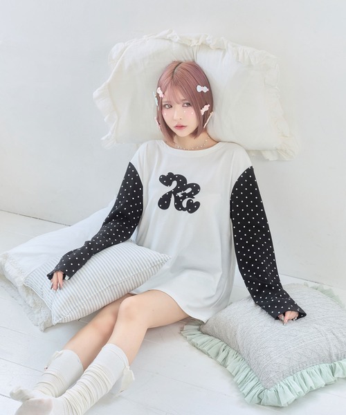 rumnel:(ルムネル)の「ルムネルロゴ星柄ロンT / rumnel: Logo Star Long Sleeve Tee(Tシャツ/カットソー・レディース・ホワイト系その他/ピンク系その他・FREE)」の9枚目の写真