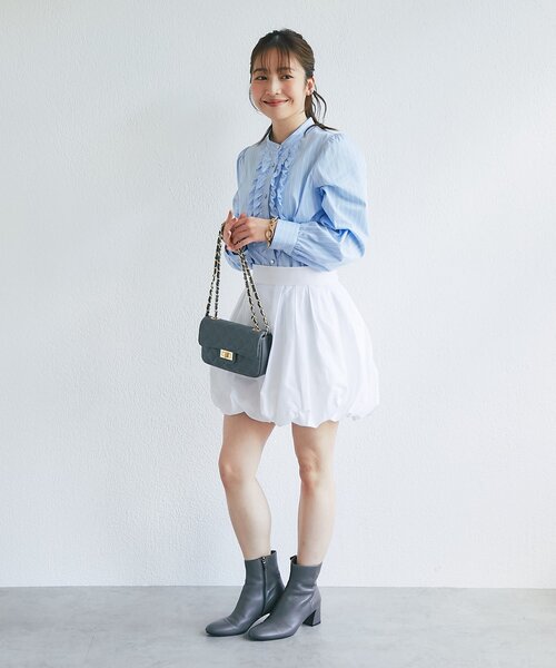 La boutique BonBon（ラブティックボンボン）の「【お上品ストライプ】ストライプフロントフリルブラウス（シャツ/ブラウス・レディース・サックスブルー/ライトベージュ/バイオレット・FREE）」の16枚目の写真