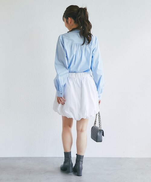 La boutique BonBon（ラブティックボンボン）の「【お上品ストライプ】ストライプフロントフリルブラウス（シャツ/ブラウス・レディース・サックスブルー/ライトベージュ/バイオレット・FREE）」の18枚目の写真