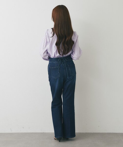 La boutique BonBon（ラブティックボンボン）の「【お上品ストライプ】ストライプフロントフリルブラウス（シャツ/ブラウス・レディース・サックスブルー/ライトベージュ/バイオレット・FREE）」の8枚目の写真