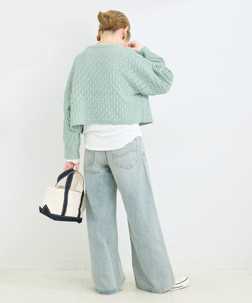B.C STOCK（ベーセーストック）の「手洗い可 / モールショートワイドニット（ニット/セーター・レディース・アイボリー/ブラウン/サックスブルー・FREE）」の20枚目の写真