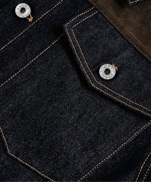 U:UME(ユーム)の「Suede Panel Denim Jacket(デニムジャケット・メンズ・ブルー・MEDIUM/XX-LARGE/X-LARGE/LARGE)」の4枚目の写真
