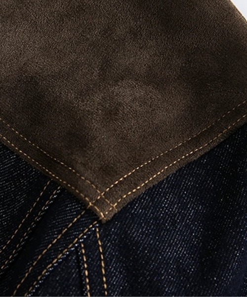 U:UME(ユーム)の「Suede Panel Denim Jacket(デニムジャケット・メンズ・ブルー・MEDIUM/XX-LARGE/X-LARGE/LARGE)」の6枚目の写真