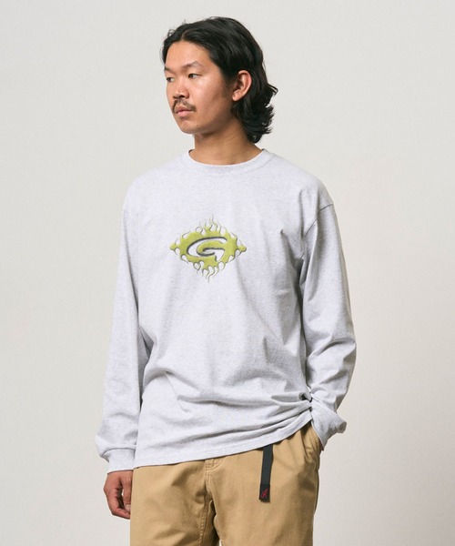 Gramicci(グラミチ)の「FLAMES L/S TEE|フレイムズロングスリーブTシャツ(Tシャツ/カットソー・メンズ・アッシュ/ライトグレー/ブラック系その他・L/S/2XL/M/XL)」の3枚目の写真