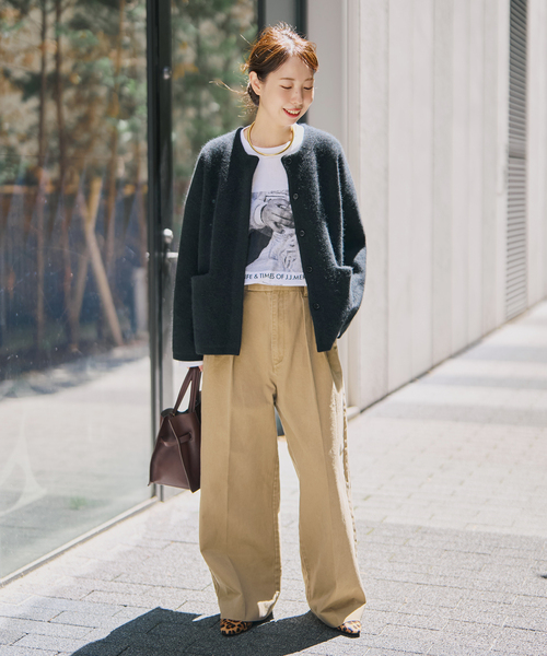 Spick & Span(スピックアンドスパン)の「《新色有り / 追加》ウールフォックスニットジャケット(カーディガン/ボレロ・レディース・ブラック/グレー/ベージュ系その他・FREE)」の4枚目の写真