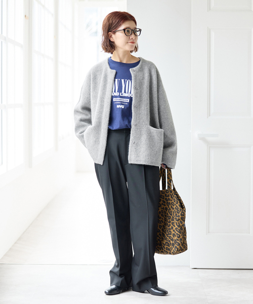 Spick & Span(スピックアンドスパン)の「《新色有り / 追加》ウールフォックスニットジャケット(カーディガン/ボレロ・レディース・ブラック/グレー/ベージュ系その他・FREE)」の5枚目の写真