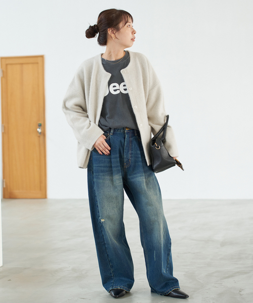 Spick & Span(スピックアンドスパン)の「《新色有り / 追加》ウールフォックスニットジャケット(カーディガン/ボレロ・レディース・ブラック/グレー/ベージュ系その他・FREE)」の7枚目の写真