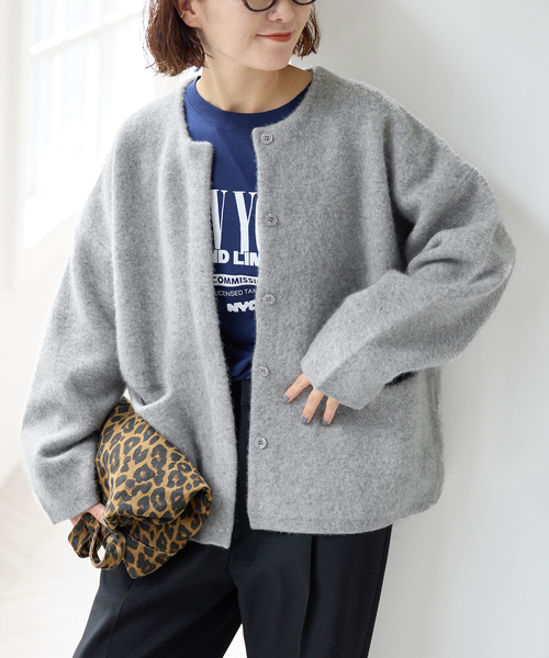 Spick & Span(スピックアンドスパン)の「《新色有り / 追加》ウールフォックスニットジャケット(カーディガン/ボレロ・レディース・ブラック/グレー/ベージュ系その他・FREE)」の15枚目の写真