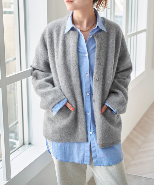 Spick & Span(スピックアンドスパン)の「《新色有り / 追加》ウールフォックスニットジャケット(カーディガン/ボレロ・レディース・ブラック/グレー/ベージュ系その他・FREE)」の19枚目の写真