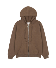 lotsyou_Ava Knit Hood Zip-Up Brown
