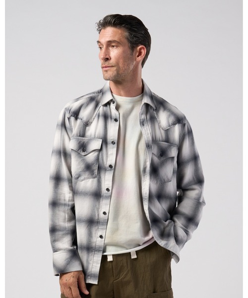 wjk（ダヴルジェイケイ）の「loose check western shirt（シャツ/ブラウス・メンズ・ブラック/ライトグレー/ライトベージュ・X-LARGE/LARGE/MEDIUM/SMALL）」の2枚目の写真